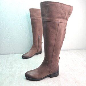 Vince Camuto Equestrian Boots Sz 5 Brown Leather Knee High Tall Western Riding